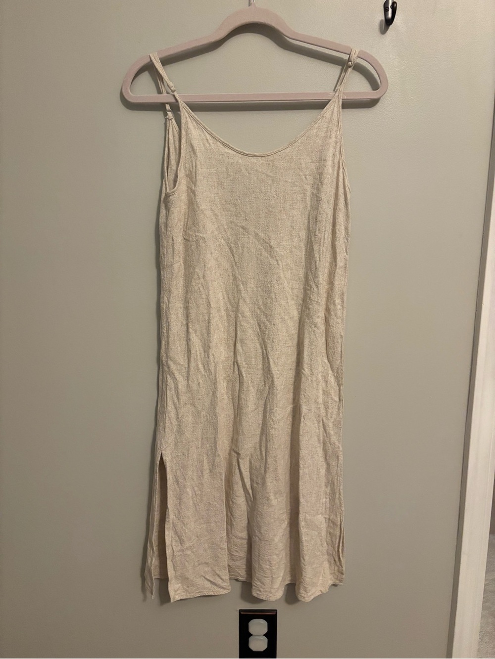 Carly Jean Los Angeles Natural Beige Linen-Blend Dress